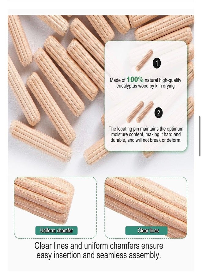 Bloomax® Wooden Dowel Pins, Wood Dowel hardwood Beveled Ends Tapered Pins Wood Pegs -mm/mm, pcs Straight Groove Wooden Dowel Pins with Beveled Ends Tapered, Easy Insertion (500, 6mm/40mm (500 Pcs)) - Image 2